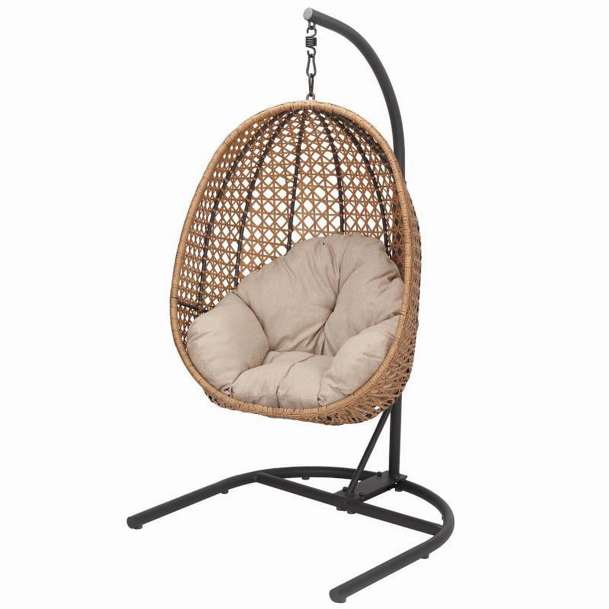 Grey Wicker Hanging Egg Chair with Stand E722