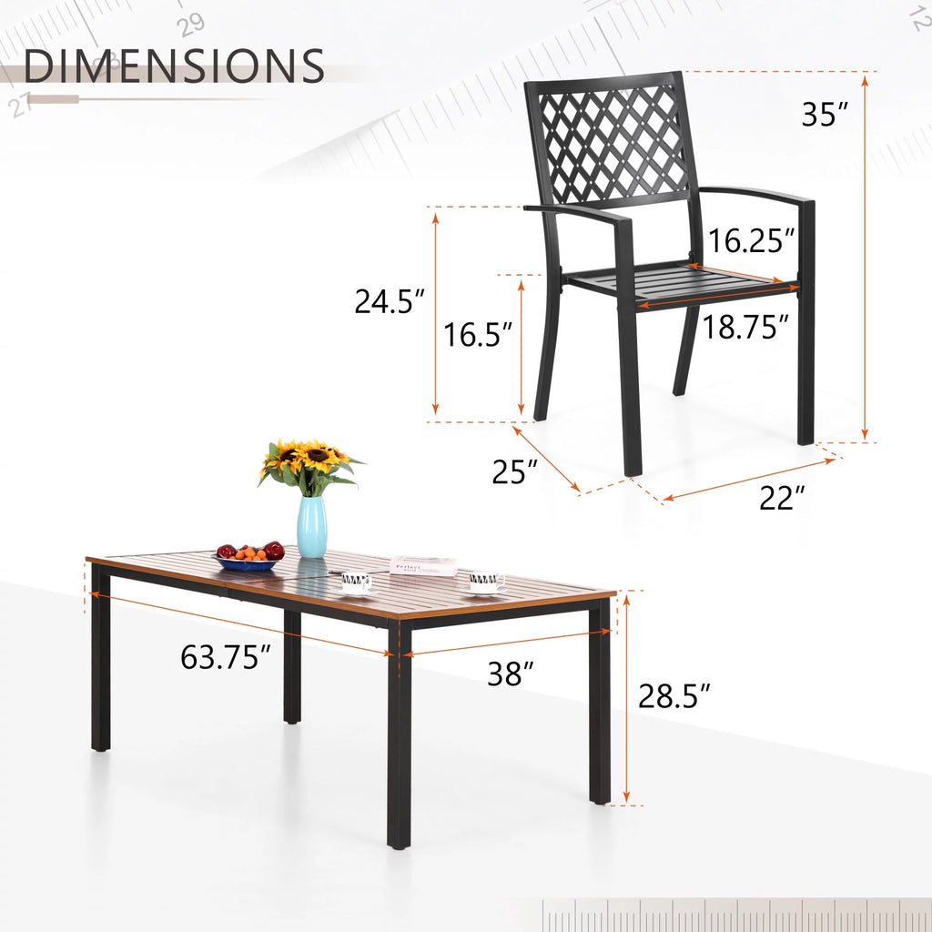 7-Piece Outdoor Patio Dining Set Metal Chairs and Table Set S929291