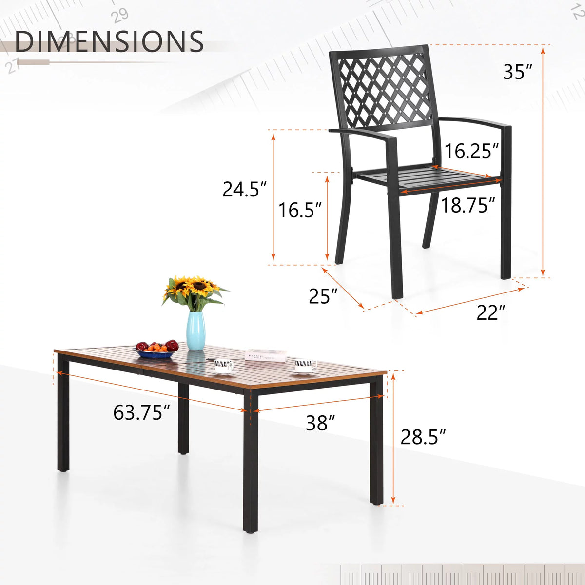 7-Piece Outdoor Patio Dining Set Metal Chairs and Table Set S929291