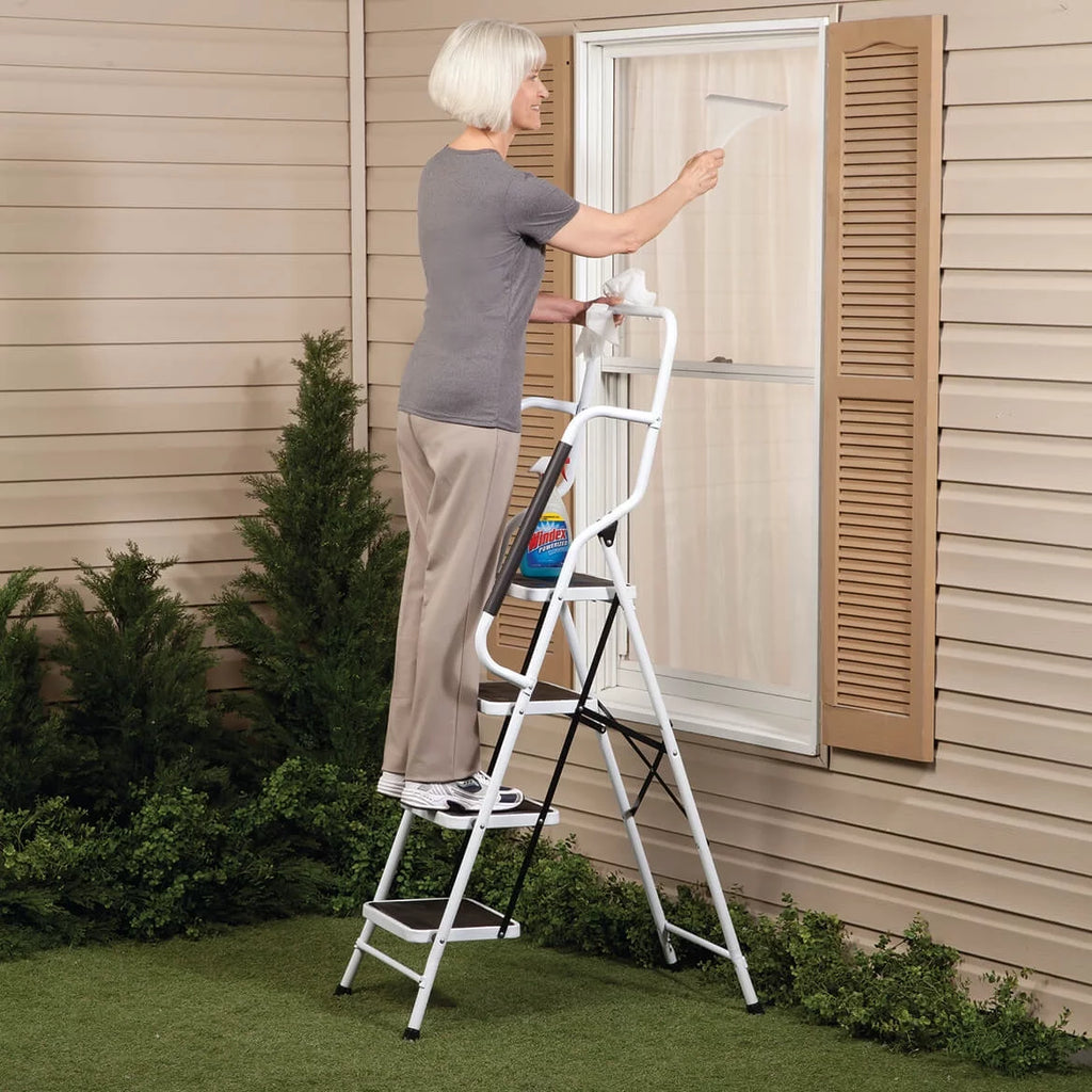 Folding 4-Step Steel Ladder with Anti-Slip Treads P5014