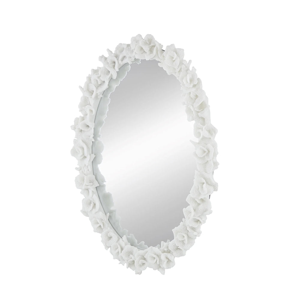 White Oval Wall Mirror J935588