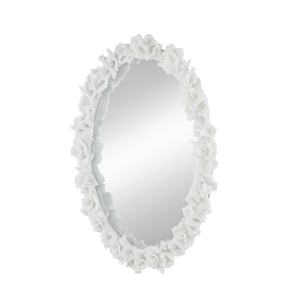 White Oval Wall Mirror J935588