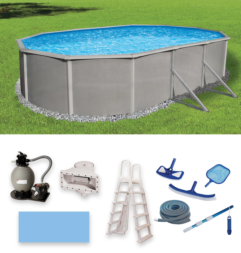 12-ft x 24-ft Oval 52-in Deep Metal Wall Swimming Pool S51883