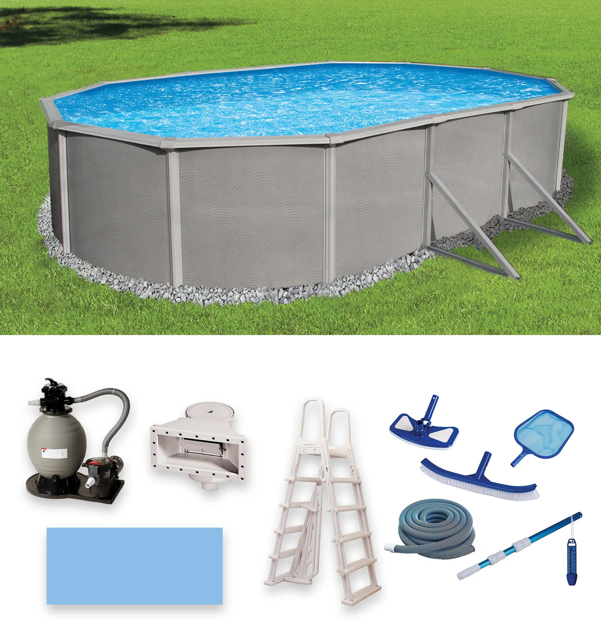 12-ft x 24-ft Oval 52-in Deep Metal Wall Swimming Pool S51883