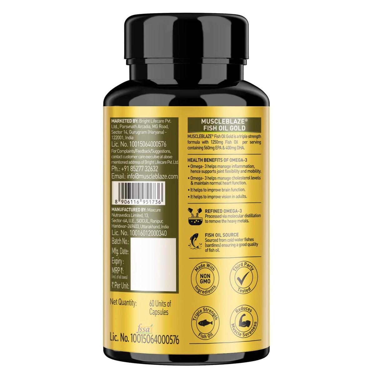 Omega 3 Fish Oil 1250Mg 60 Capsules Triple Strength V773096