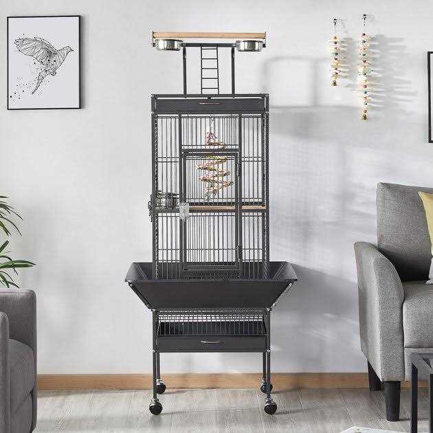 61-in Rolling Parrot Cage & Playtop C1804