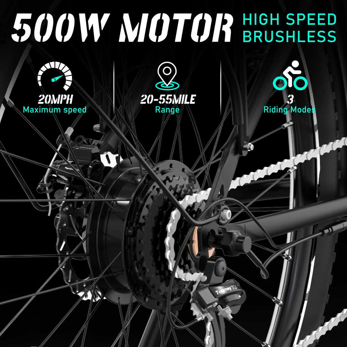 500W Electric Bike 36V 12Ah 7 Speeds F652