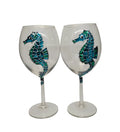 Blue Green Hand Painted Wine Glasses Set Of 2 R261