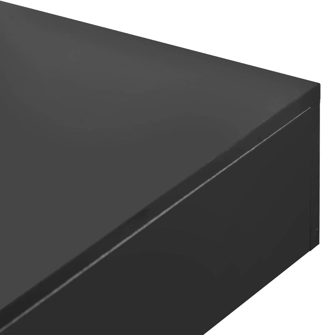 Black Square Coffee Table with Tray and LED Lights O30075