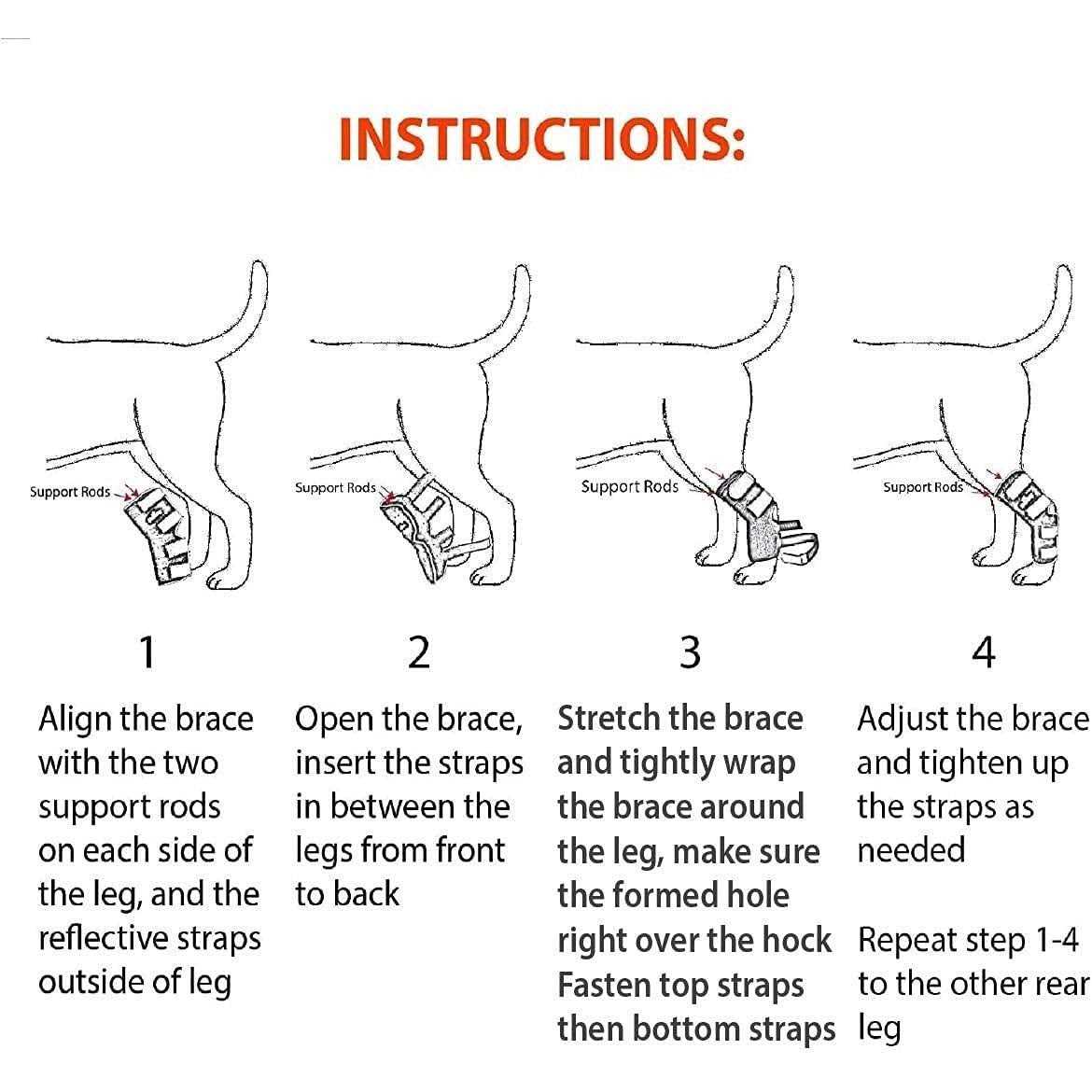 3-in-1 Long Rear Leg Support Dog Splint Braces B11838