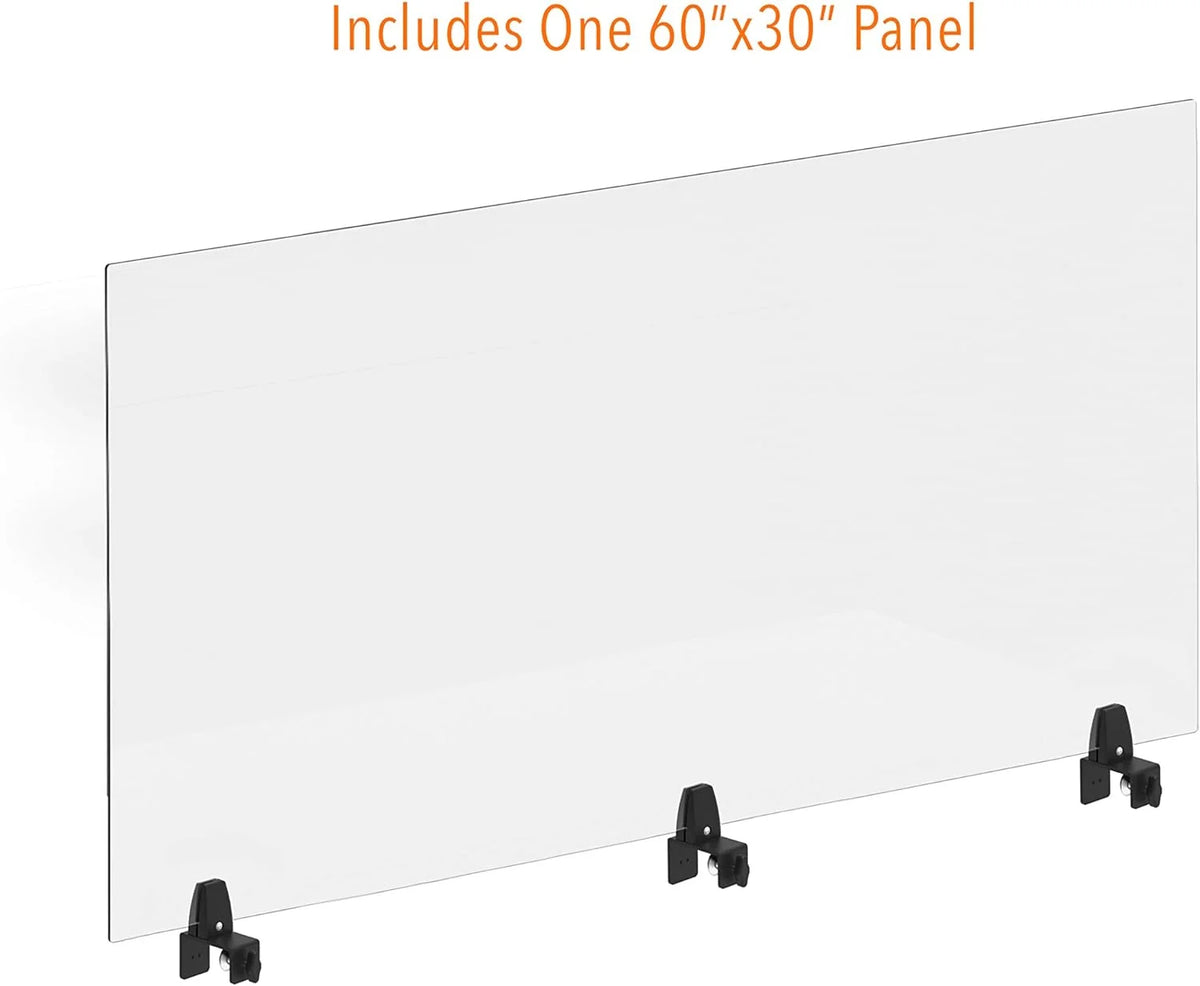 Clear 60 In X 30 In Clamp On Desk Divider W855