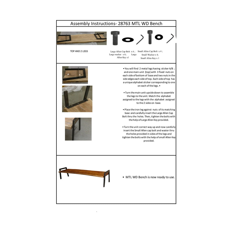 Wood Live Edge Top Bench O3601
