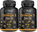 Lemon-Flavored Omega 3 Fish Oil Softgels with EPA & DHA, 120 Softgels, Pack of 2 W6960