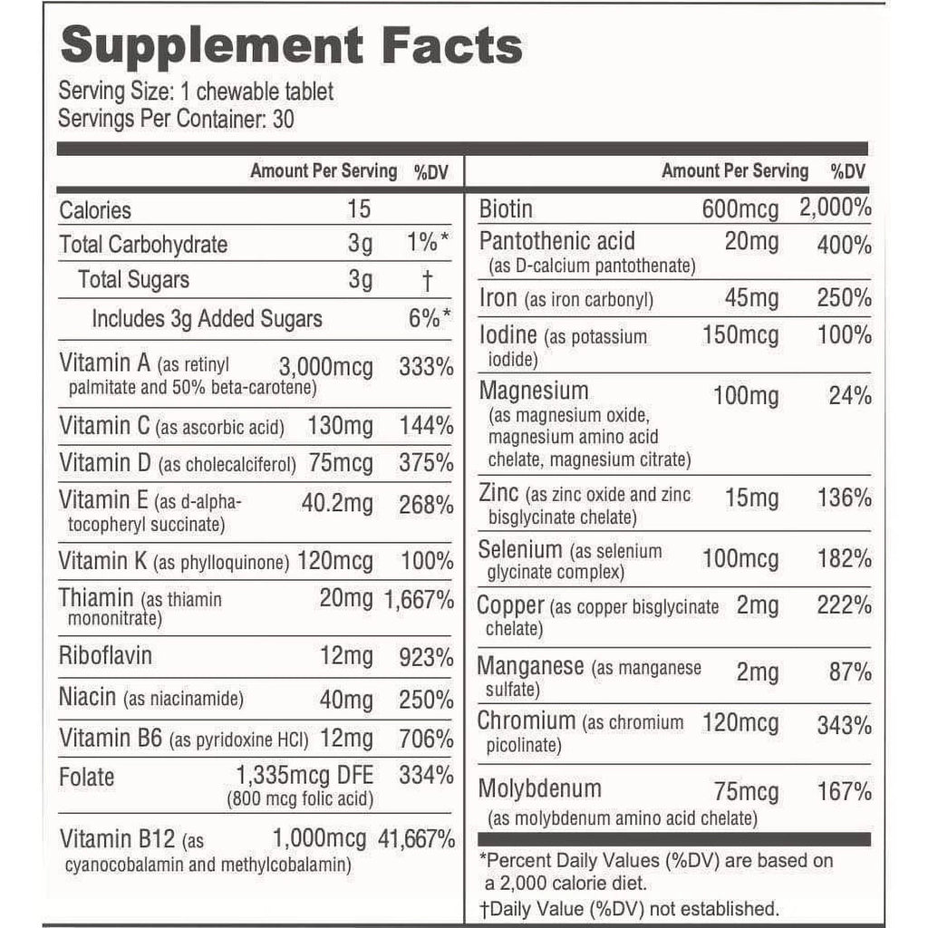Chewable Bariatric Multivitamin with Iron and Calcium Citrate C3569