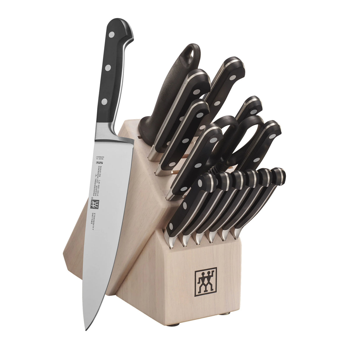 16 Pc Knife Set with White Rubberwood Block N2046