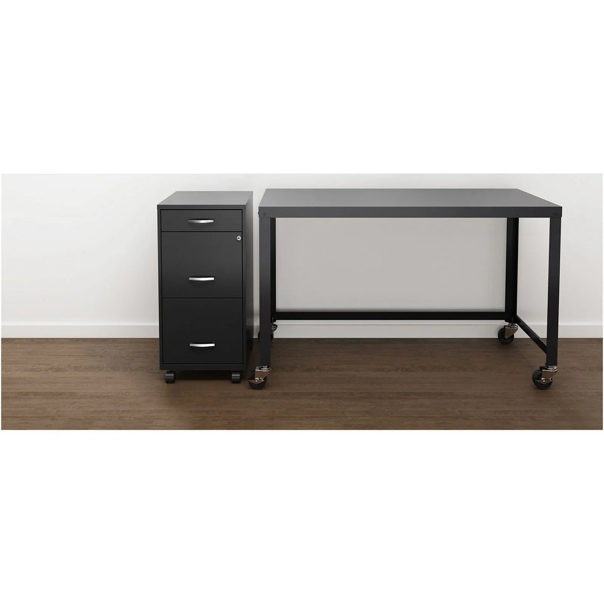 18" Deep 3 Drawer Black Metal File Cabinet T988