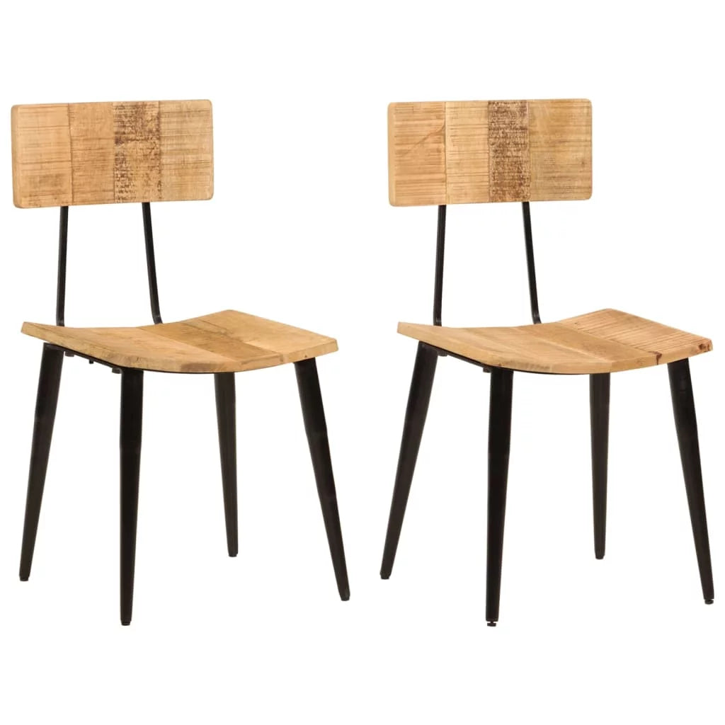 2 pcs Antique-Style Solid Mango Wood Dining Chairs with Iron Frame B522111