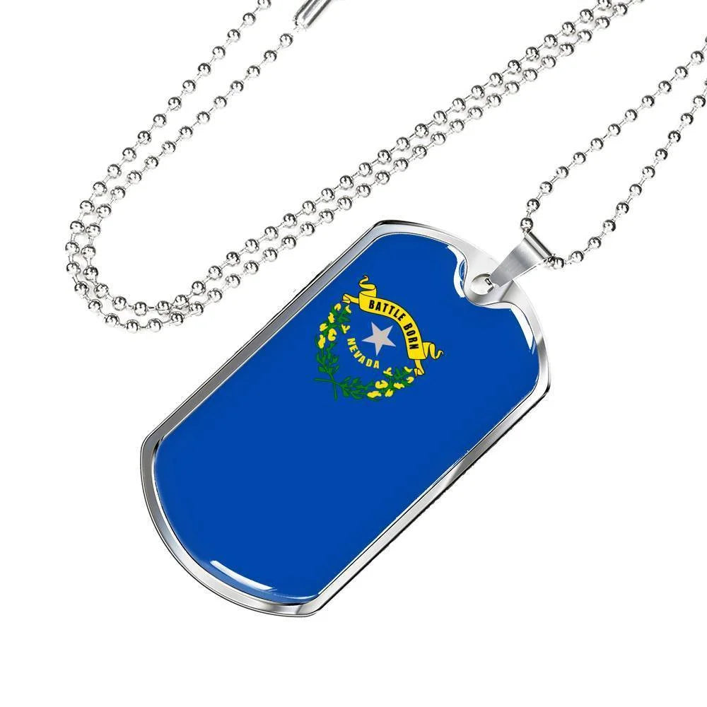 Stainless Steel or 18k Gold Dog Tag Necklace V834