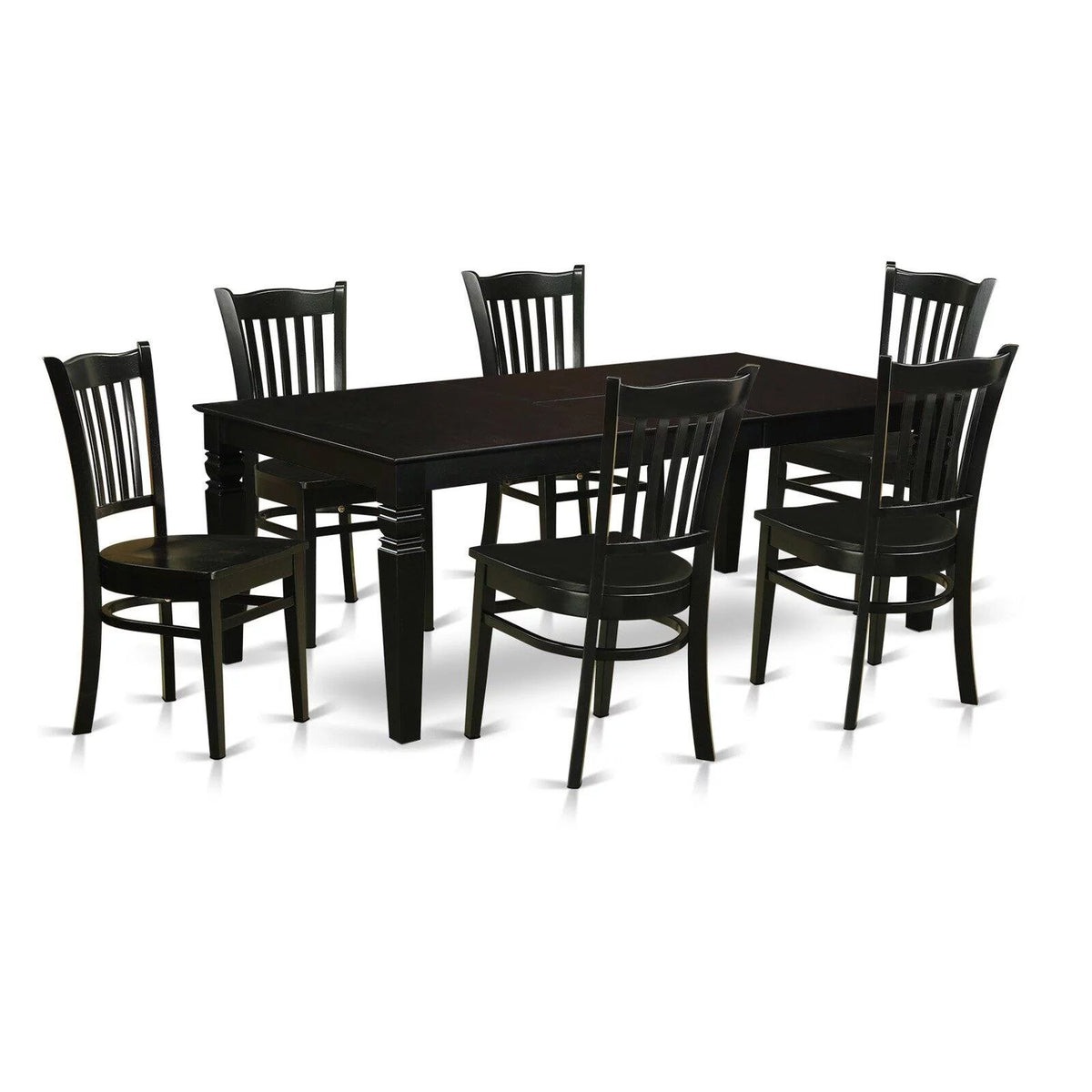 7 Piece Black Wood Dining Table and Chairs M66890