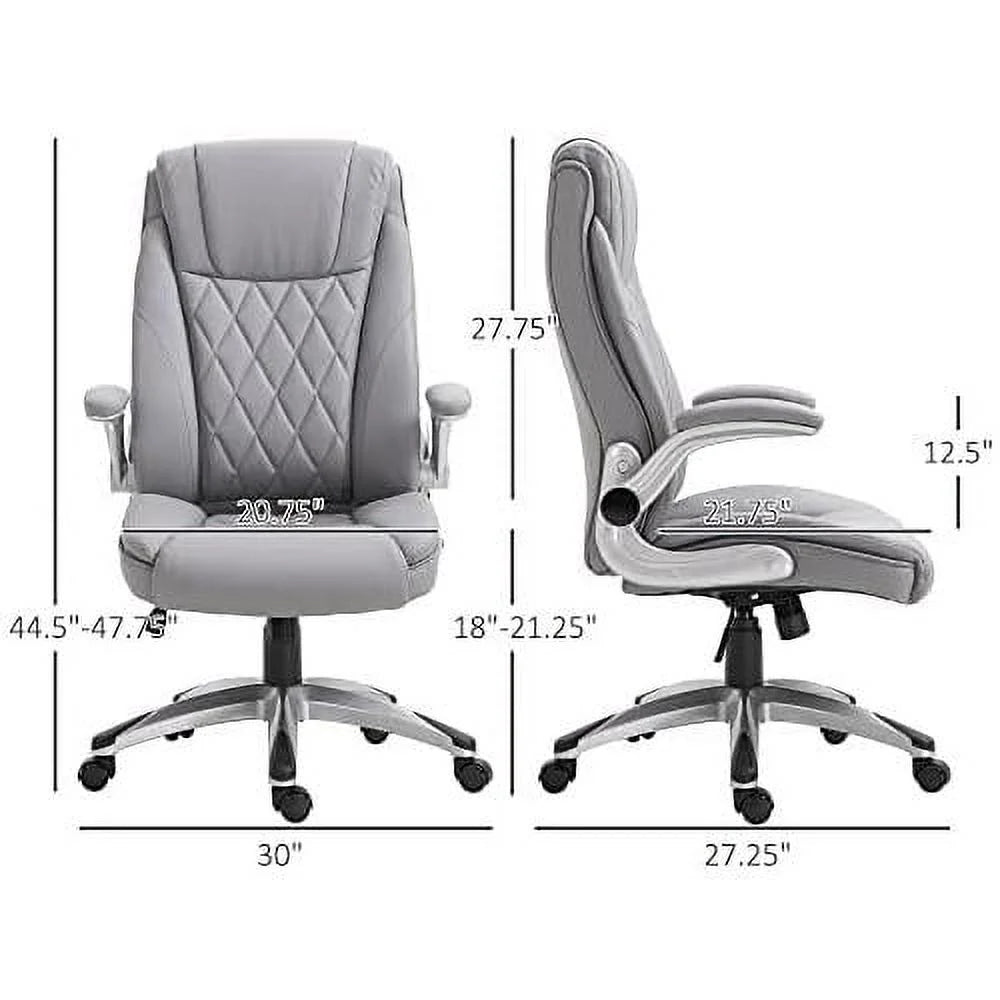 Grey Faux Leather Ergonomic Home Office Chair W7515