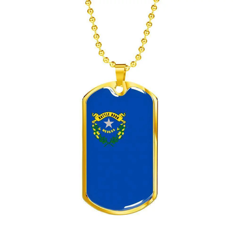 Stainless Steel or 18k Gold Dog Tag Necklace V834
