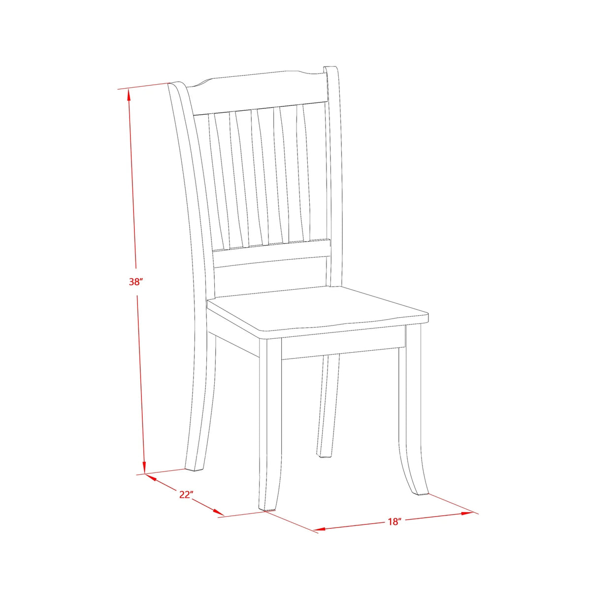5 Piece Wood Dining Set with Slatted Chairs I259