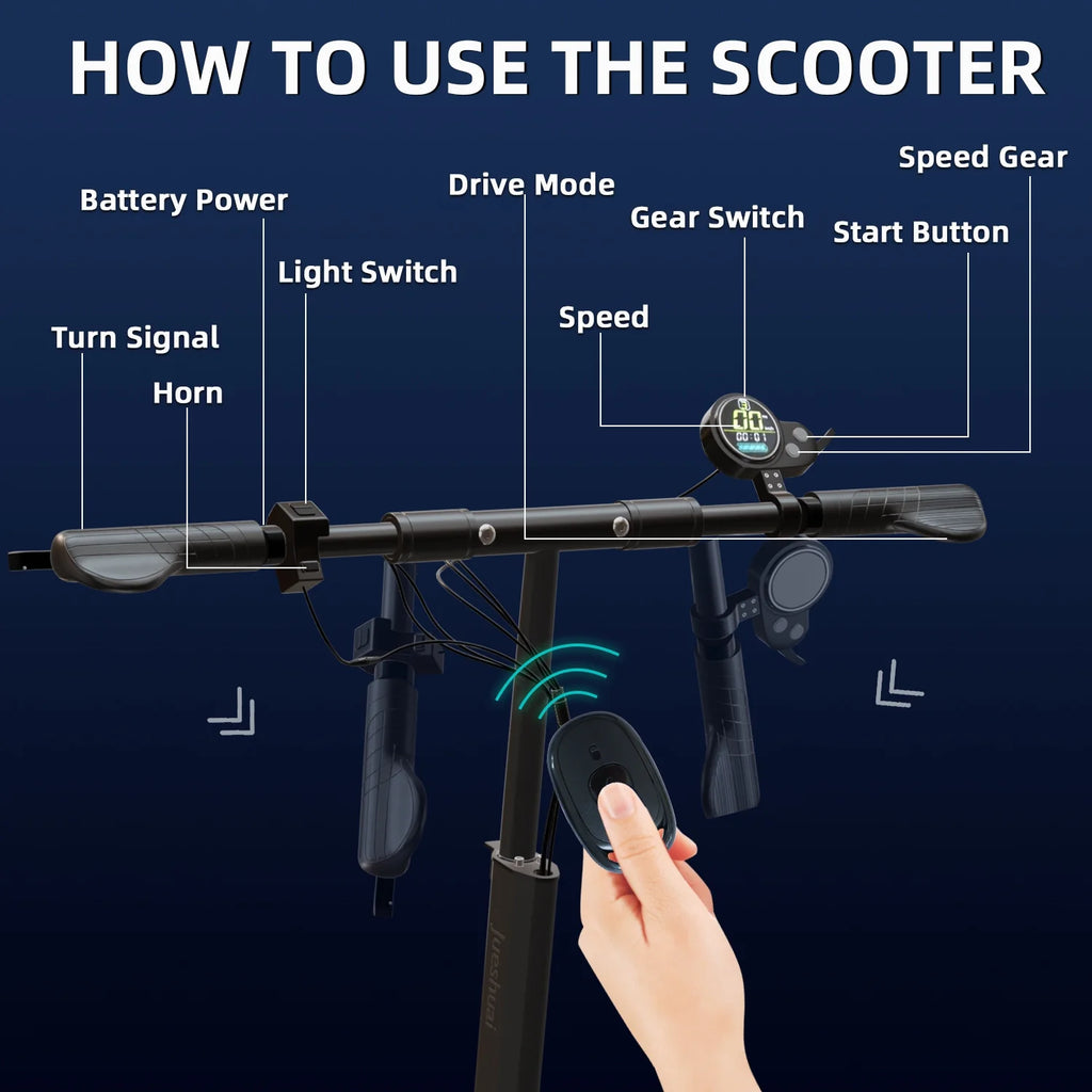 Electric Scooter 35 mph 40 Miles 1300W Foldable J935115