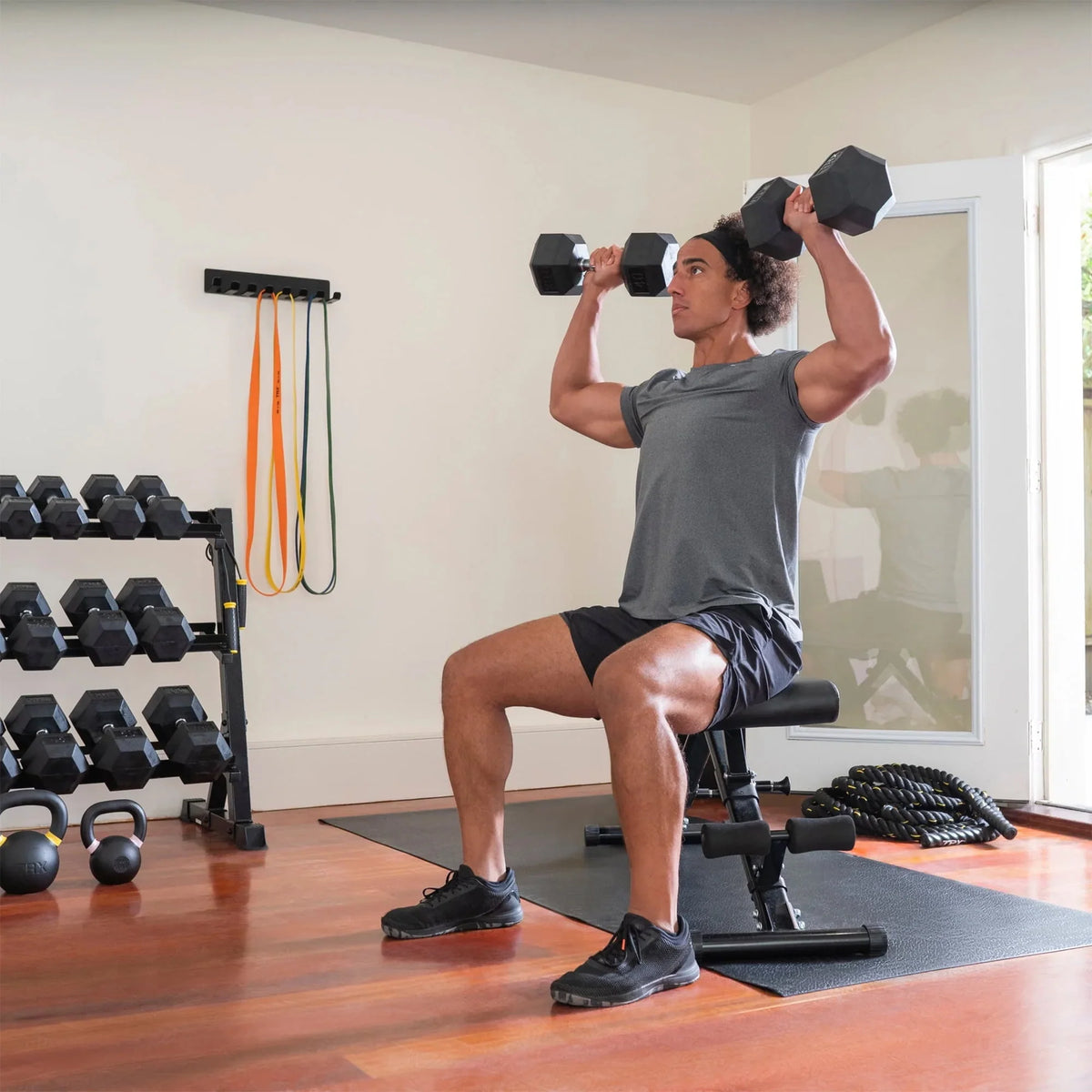 30lb Hex Rubber Dumbbell 1 Pair N791