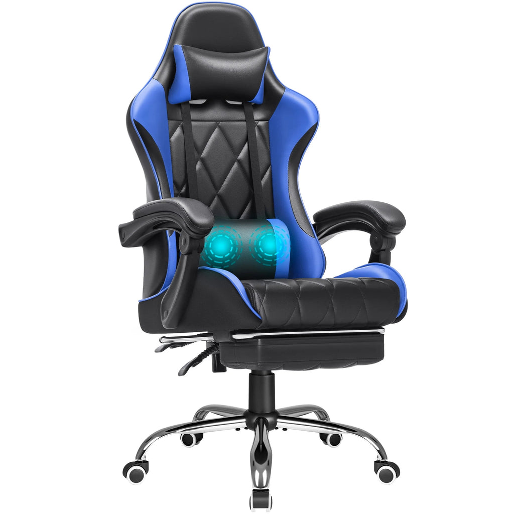 White High Back PU Leather Gaming Chair with Footrest V6650