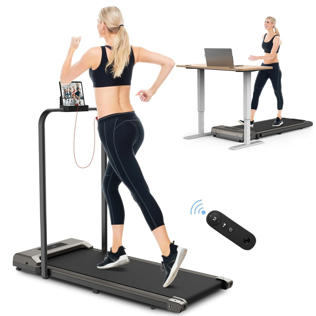 2 in 1 Folding Treadmill 265 lbs Gray G448434