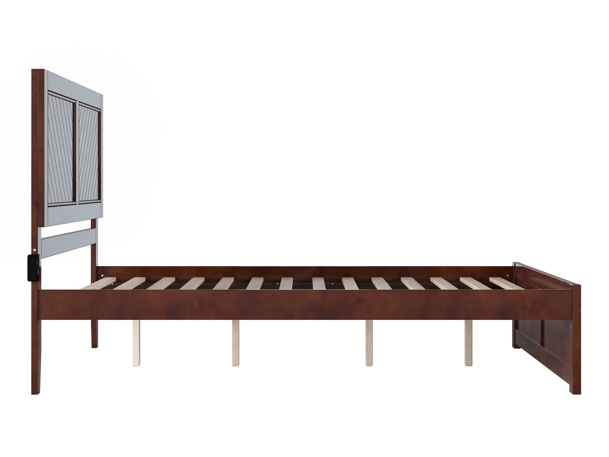 Walnut Solid Wood Platform Bed with Footboard, Queen G6825