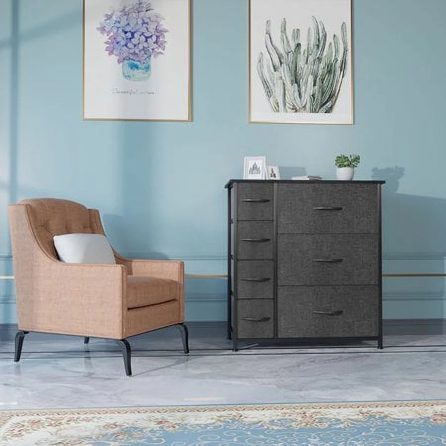 Black Grey 7 Drawer Dresser F41518