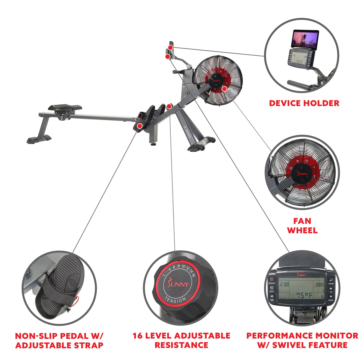 Magnetic Air Resistance Rowing Machine Y595