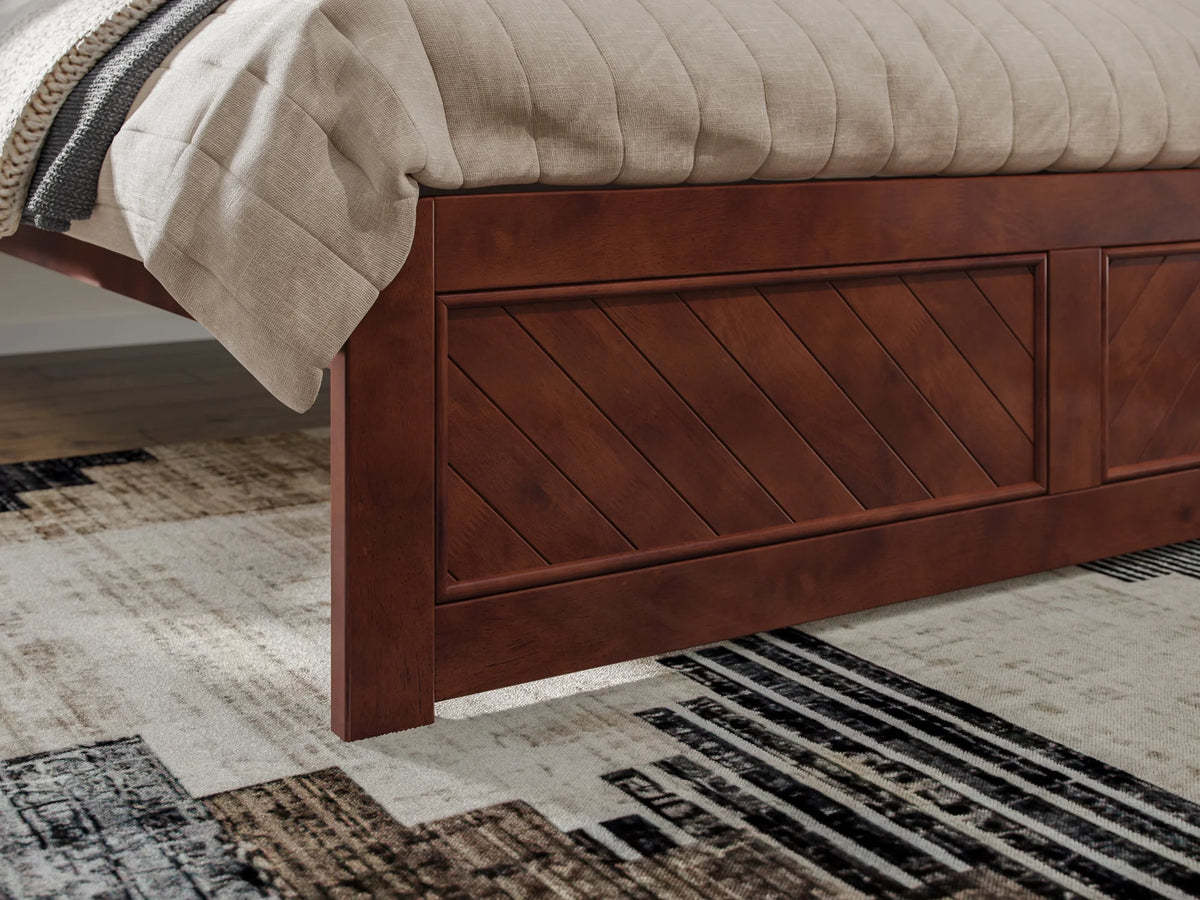 Walnut Solid Wood Platform Bed with Footboard, Queen G6825