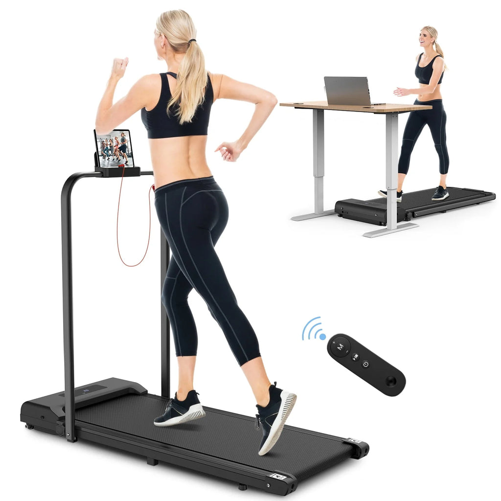 2 in 1 Folding Treadmill 265 lbs Gray G448434