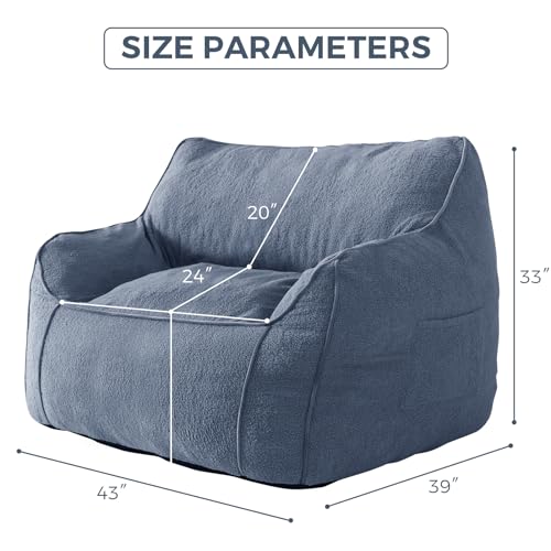 Beige Large Fluffy Bean Bag Chair with Armrest V68222