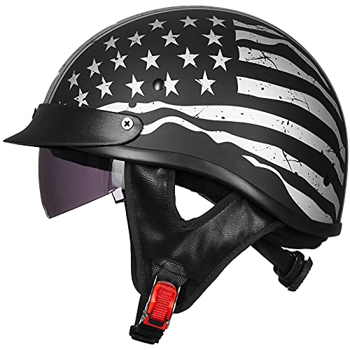 Half Helmet Motorcycle Open Face Sun Visor DOT Approved J2033