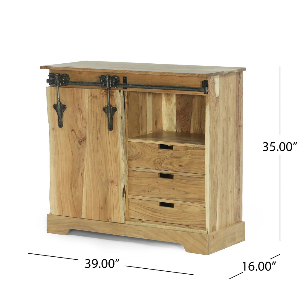 Acacia Wood Live Edge Sideboard with Sliding Door G22744