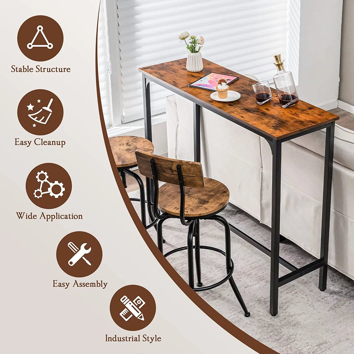 48" Narrow Rectangular Console Table with Steel Frame R70452