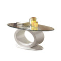 Oval Glass Top Coffee Table in White R2326