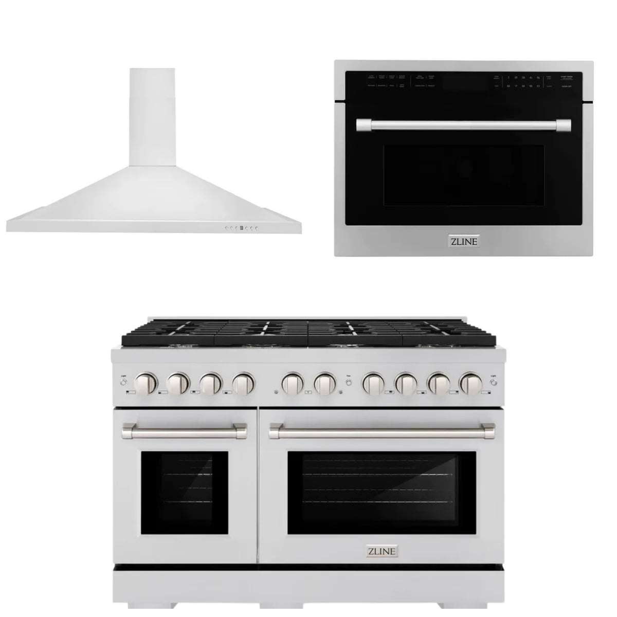 48 Gas Range, Range Hood and Microwave Oven D342783