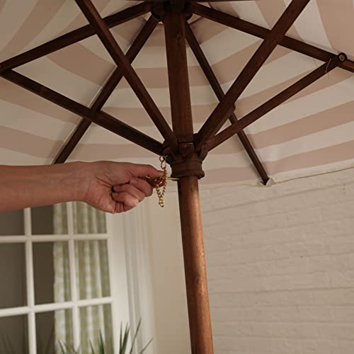 Outdoor Wooden Table & Bench Set with Cushions and Umbrella U68203