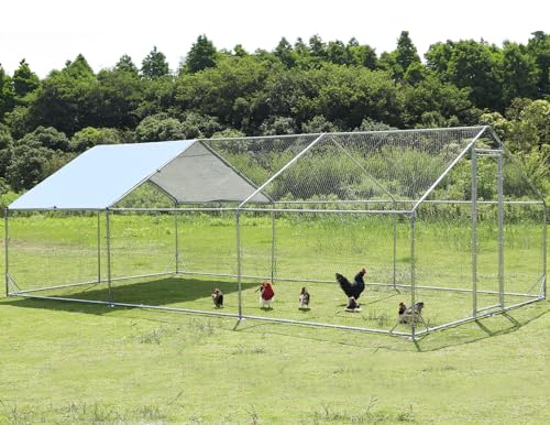 Metal Chicken Coop with Anti-Rust Steel & Waterproof Cover O734218