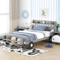 Gray Twin Size Car-Shaped Platform Bed with Storage Shelf Z663