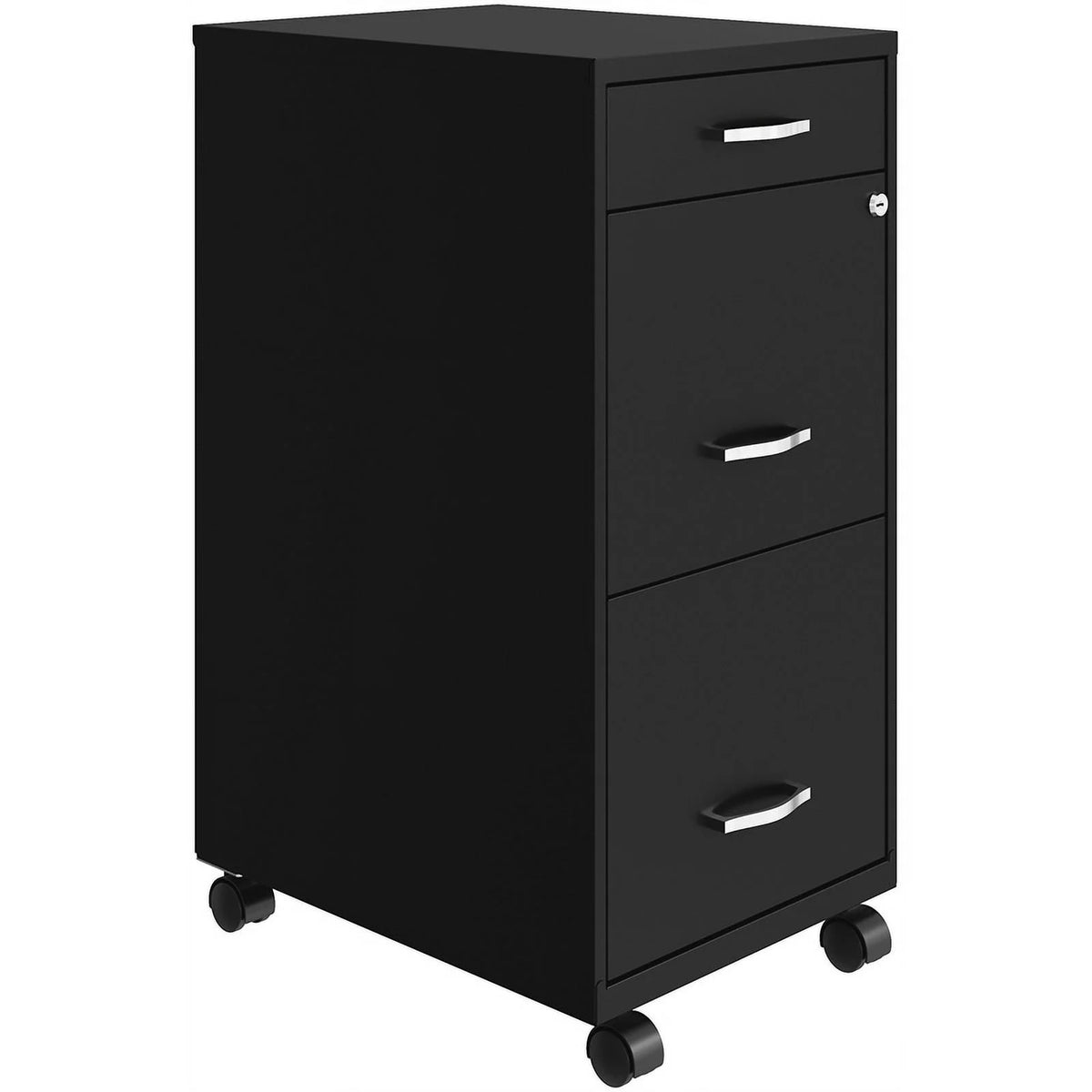18" Deep 3 Drawer Black Metal File Cabinet T988