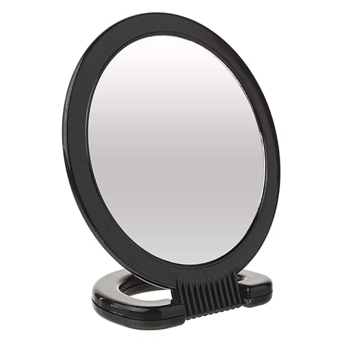 Black Double-Sided Hand Mirror with Stand T4784