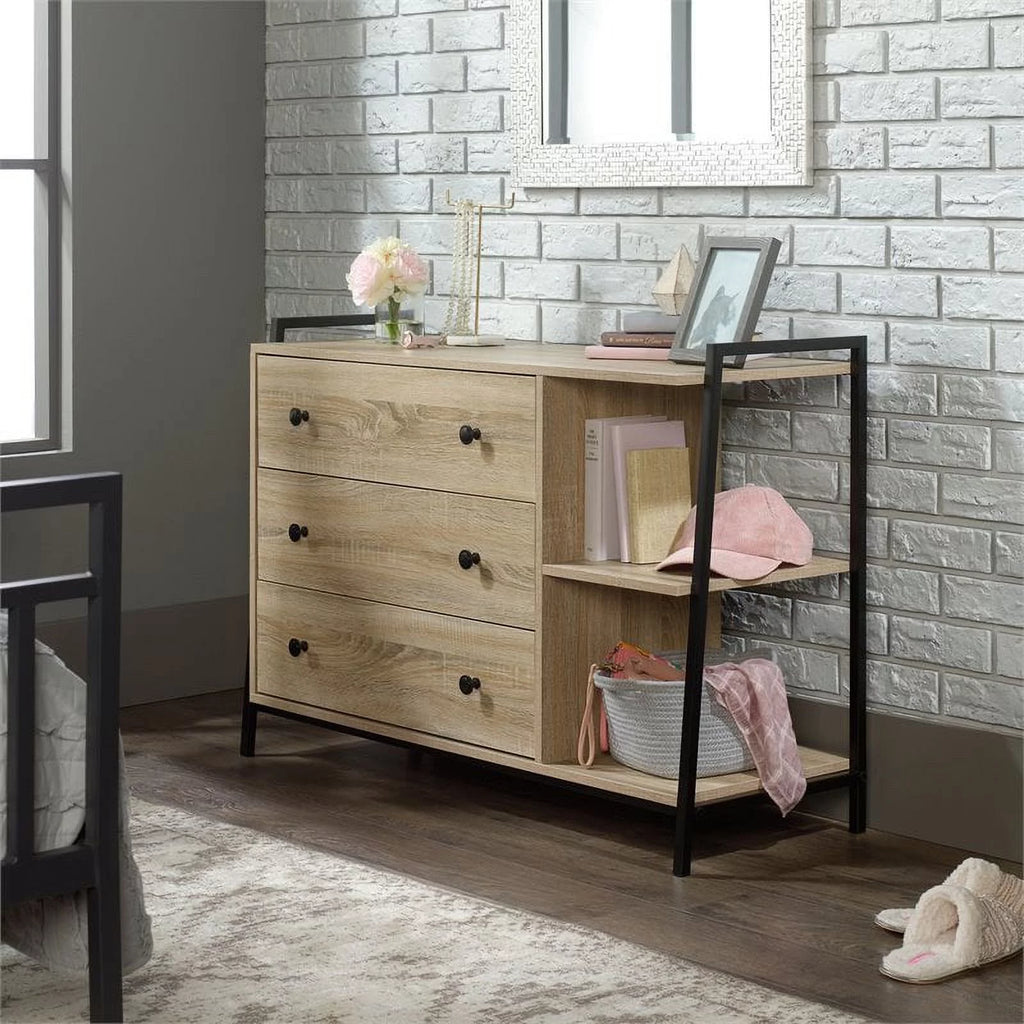 3 Drawer Engineered Wood and Metal Dresser X499