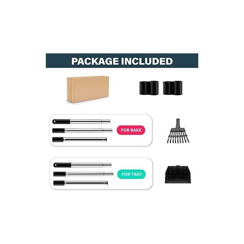 Durable Dog Poop Scoop Long Handle Tray and Rake Set S1737