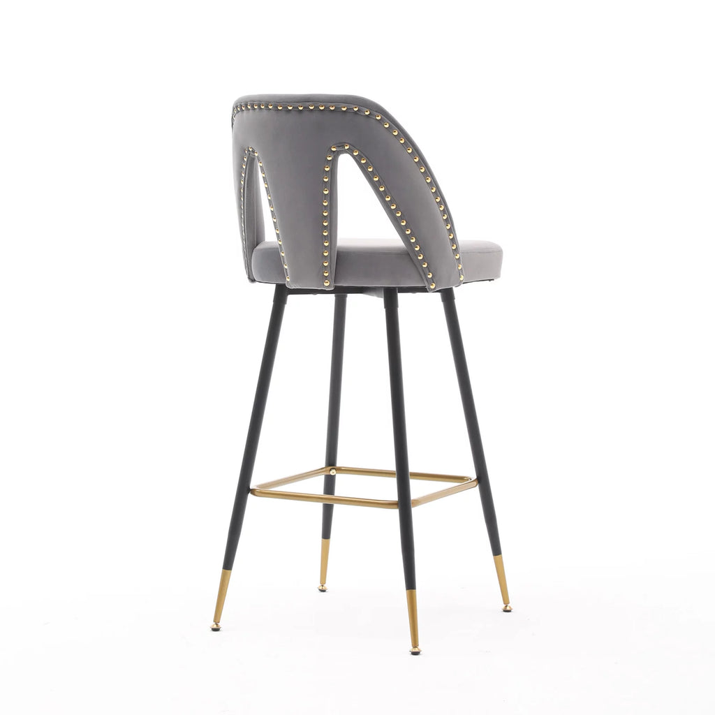 Velvet Upholstered Bar Stools with Back 30 inch Seat Height Set of 4 U190242