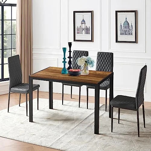 White MDF Top Wood Legs Dining Table K1719